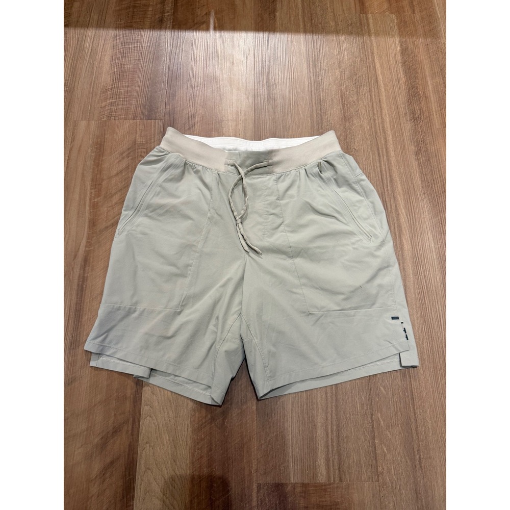 Lululemon Lab Shorts Mens Small Sage Grey Elastic Waist Drawstring 7 Inseam